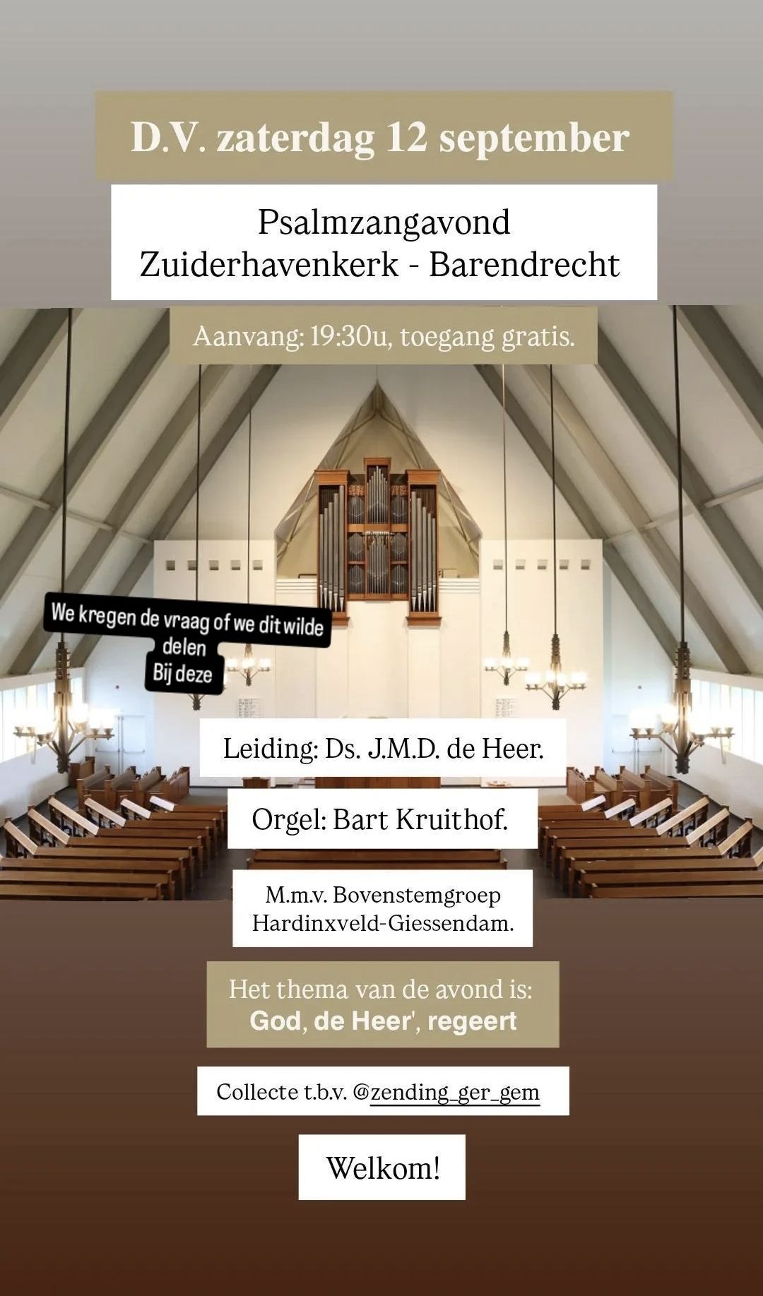 Afbeelding bij Psalmzangavond met bovenstem